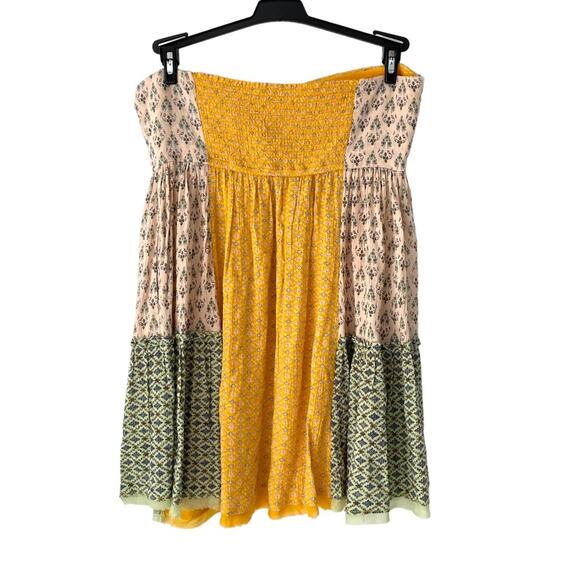 Free People Across The Sea Strapless Yellow Patchwork Tunic Mini Dress medium - Picture 6 of 9